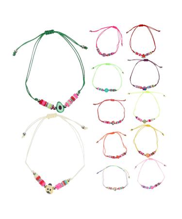 KONTONTY 12pcs Dragon Fruit Bracelet Charms Bracelet Beaded Bracelets Braided Bracelet Women Wrist Jewelry Bracelets Layering Clay Beads Summer Beach Bracelet Bohemia Girl Friendship