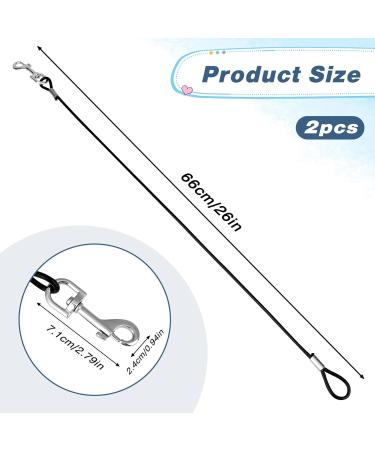 2 Pack Chew Proof Dog Leash Extension Rope 24" Short Dog Leash Extender for Training Non Chewable Dog Leash Extender Suitable for Small Medium Large Dogs Black+Silver - Buy Online on GoSupps.com
