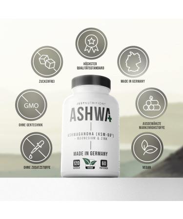 Organic Ashwagandha KSM-66 600mg - Anti-Stress Formula with Zinc Magnesium & B6 - Vegan High Dose 120 Capsules - Made in Germany - Buy Online on GoSupps.com