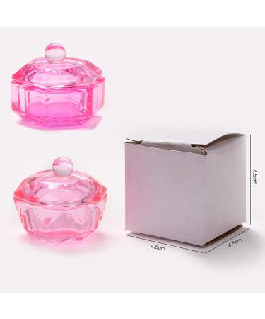 2 PCS Glass Crystal Nail Art Acrylic Liquid Powder Dish Set with Lid - Glassware Bowl for Nail Art Accessories - Buy Online on GoSupps.com
