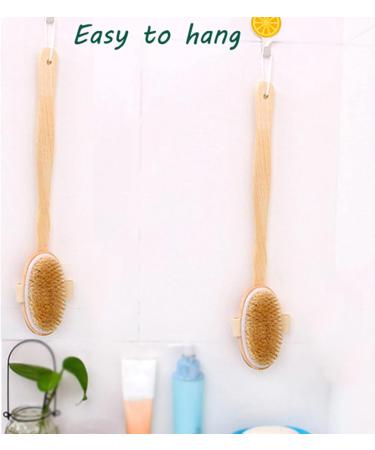 MCUILEE Wooden Bath Brush Set - Soft Bristle Body Massager with Long Handle for Shower & Back (2 Pack) - Ideal for Smooth Skin & Relaxation - Buy Online on GoSupps.com