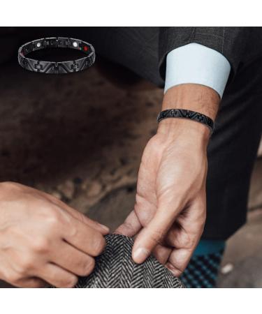 WELMAG WM Mens Magnetic Bracelets Unique Texture Design 3500 Gauss Magnets Arthritis Pain Relief&Carpal Tunnel MagneticTherapy Bracelets with Free Link Removal Tool Halloween Jewelry Gifts - Buy Online on GoSupps.com