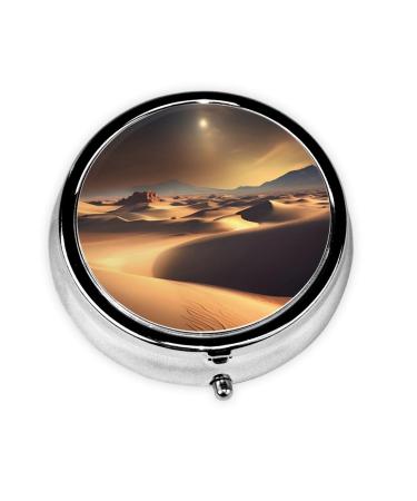 Sahara Desertround Pill Box 3 Compartments Round Pill Box Organizer for Purse Or Pocket &*Portable Travel Pill Box