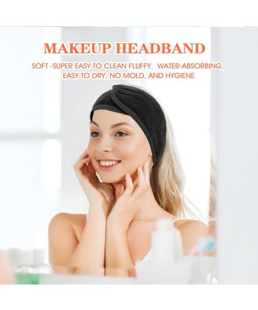 Sibba 3 Pack Spa Headband Adjustable Headband for Face Wash Makeup Beauty Facial Loop Yoga Headband Self-Adhesive Towel (Black) - Buy Online on GoSupps.com