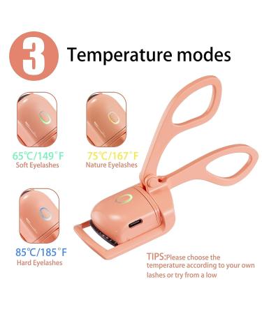 USB Rechargeable Heated Eyelash Curler with Applicator Tool - 3 Heating Modes for Natural and Long Lasting Curl - Orange - Buy Online on GoSupps.com