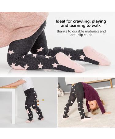 LaLoona Baby Crawling Tights with ABS Anti-Slip Sole and Knees - Stars Pink 86/92 (12-24 Months) - Buy Online on GoSupps.com