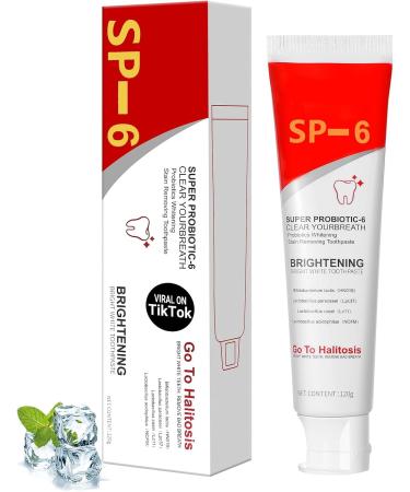 sp-6 Ultra whitening Toothpaste Super sp6 brightening Oral probiotic Pasta Dental sp 6 Bright White Toothpaste for Stain Removing Fresh Breath & Teeth Health 4.2 Ounce (Pack of 1) Red