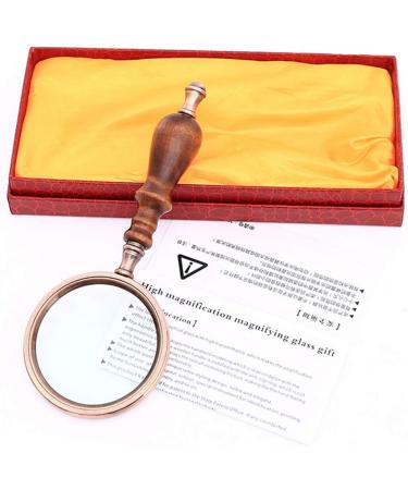 Magnifiers 10 X Magnifier Retro Wooden Handle Glass Handheld Metal Optics Glass Lens Zoom Gift Box Reading Aids - Buy Online on GoSupps.com