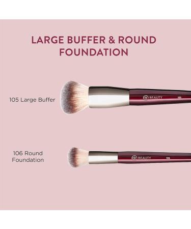 BK BEAUTY Large Buffer & Round Foundation Brush Set - 2PC | Professional Makeup Brushes for Liquid Cream Powder & Blush | Premium Tools for Flawless Application - Buy Online on GoSupps.com