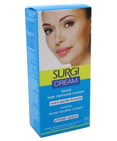 Surgi Cream Hair Remover for Face - Extra Gentle Fresh Scent 3 Pack (1 Ounce Each) - Effective & Convenient Hair Removal Ideal for All Skin Types - Buy Online on GoSupps.com