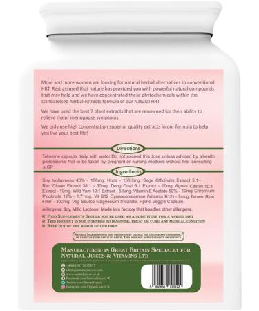 Herbal HRT for Women 60 Capsules - Natural Menopause Relief Supplement - Hormone Balance & Health Support - 2 Month Supply - Buy Online on GoSupps.com