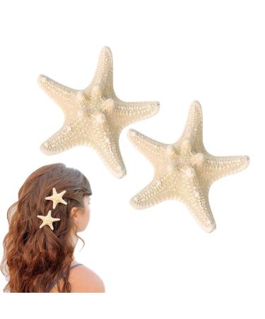 OBTANIM 2 Pcs Starfish Hair Clip Resin Beach Sea Star Hair Pins Mermaid Hair Clips Accessories for Women and Girls 2 Count (Pack of 1)