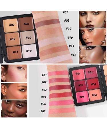 12 Colors Concealer Palette Cream Blush Palette Highlighter Blush Powder Makeup 2-In-1 Face Cosmetics Cream Foundation Palette Long-Wearing Full Coverage Makeup For Flawless Skin (B) - Buy Online on GoSupps.com