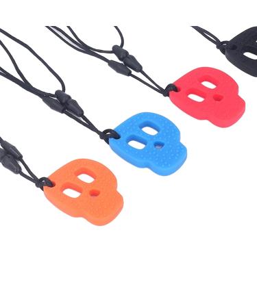Buy Chewable Sensory Necklaces - 5 Pack Soft Silicone Skull Shape - Stress Relief Teething Necklace for Autism - International Shipping Available - Buy Online on GoSupps.com