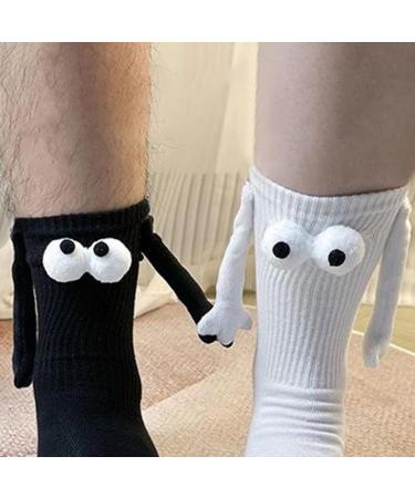AYFFDIYI Couple Holding Hands Socks Set - Magnetic Hand Suction 3D Doll Design - Unisex Black Couple Socks - Buy Online on GoSupps.com