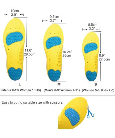 Memory Foam Insoles for Men Women & Kids - Arch Support Cushion & Shock Absorption Relieve Foot Pain (L Size: M 8-12 / W 10-15) - International Shipping Available - Buy Online on GoSupps.com