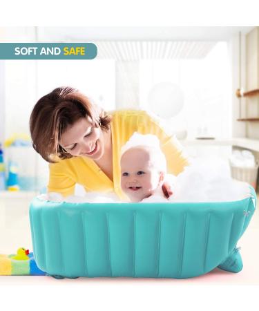 Baby Inflatable Bathtub - Portable Non-Slip Travel Tub for Infant & Toddler - Green - Buy Online on GoSupps.com