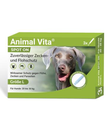 Animal Vita Spot on tick protection for dogs reliable tick protection Ticking agents for dog -tick protection dog - spot on for large dogs (20 to 30kg) 20 to 30 kg (L) - Buy Online on GoSupps.com