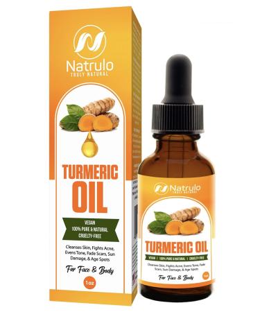 Turmeric Serum for Face & Body - All Natural Turmeric Skin Brightening Oil for Dark Spots - Cleanses Skin Fights Acne Evens Tone Heals Scars - Pure Handcrafted Turmeric Oil Skincare Made in the USA
