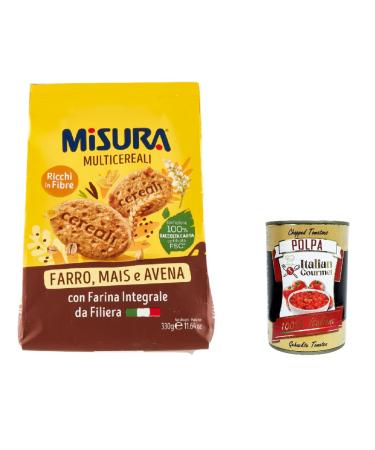 Italian Gourmet E.R. Misura Integrali Pack of 3 whole grain biscuits with crispy cereals 330g + Italian Gourmet Polpa 400g