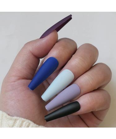 300pc Matte Coffin Press on Nails Set - Long Ballerina False Nails in 15 Colors, 10 Sizes - Colored Artificial Fingernails for Manicure Designs - Buy Online on GoSupps.com
