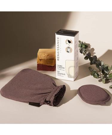 The Official Renaissance Glove Deep Exfoliating Kit with Body Mitt and Face scrub Accessory for the bath by Daniele Henkel Vegan natural premium quality for all skin types Urban Grey - Buy Online on GoSupps.com