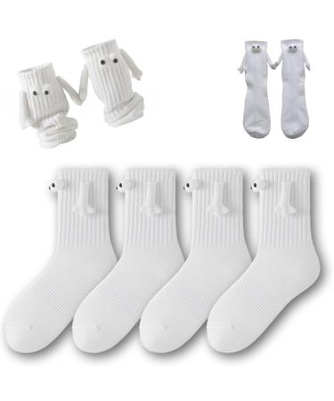 Funny Magnetic Sucktion 3D Doll Couple Socks Hand In Hand Socks Funny Socks 2pair White