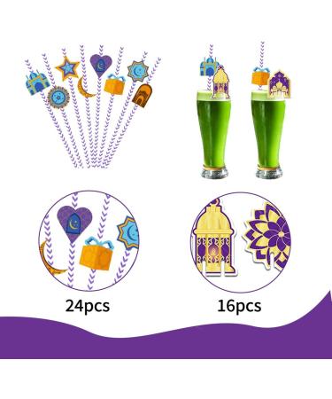 CHEUNGHAO 36 Pieces Eid Paper Straw Decor Straws Decorative Drinks Glass Card Drinking Crazy Straws Lucky Eid Mubarak Party Paper Reusable Drinking Straws for Eid Mubarak Day Theme Party Supplies - Buy Online on GoSupps.com