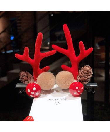 FRCOLOR 4 Pairs Chirstmas Hair Clips Antler Hairpins Deer Horn Barrettes with Ear Decoration Party Headwear for Kids Children - Buy Online on GoSupps.com