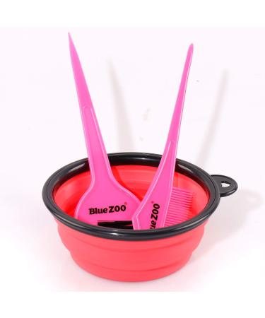 Hair Dye Coloring Kit - Tinting Bowl, Dye Brushes, Sharp Tail Comb - DIY Beauty Salon Tools in Elegant Pink (Set of 3) - Buy Online on GoSupps.com