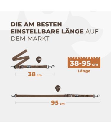 Wuglo 38-95cm Dog Car Safety Belt | Durable Elastic Dog Straps | Universal Buckling Clip for Safe Travel - Brown - Buy Online on GoSupps.com