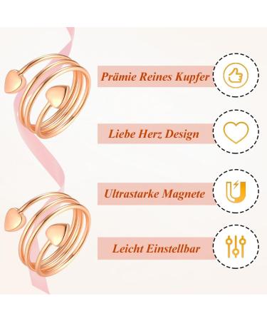 Cigmag 2PCs Lymphatic Drainage Magnetic Finger Rings for Women - 99% Pure Copper Adjustable & Gift Box (Rose Gold Heart) - Buy Online on GoSupps.com