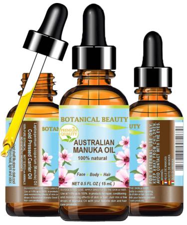 MANUKA OIL WILD GROWTH RAW 100% Natural VIRGIN UNREFINED Cold Pressed Carrier Oil. for Skin Face Hair Lip and Nail Care 0.5 Fl.oz.- 15 ml by Botanical Beauty