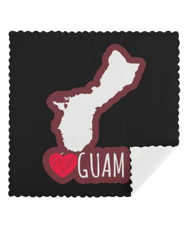 Love Heart Guam Kitchen Dishcloth 12x12 Inches Dish Towels Super Absorbent Dish Cloths for Washing Cleaning