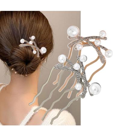 Nilioyul 2piece Fashionable Hair Accessories For Female Delicate Pearl Hair Comb EASY TO Alloy Wedding Hair FASHION Silver - Buy Online on GoSupps.com