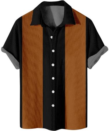 Men's Hawaii Shirt - Revers Striped Print Summer Short Sleeve T-Shirt | Casual Beach & Leisure Wear | Funky Army Green Western Shirt - Buy Online on GoSupps.com