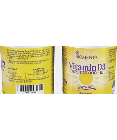Buy BIOMENTA Vitamin D3 High-Dose 20 000 IU Tablets 120 Vegetarian Tablets Premium Quality for Optimal Health - Buy Online on GoSupps.com