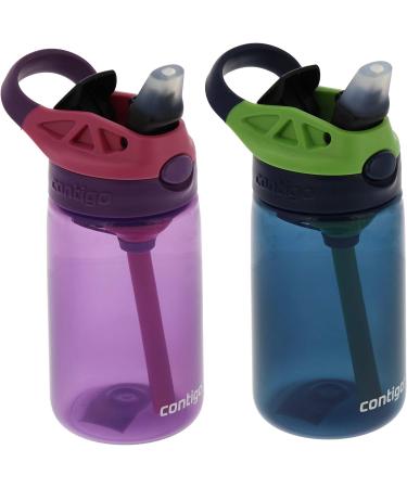 Contigo Kids 14oz Water Bottle with Autospout Technology | Spill Proof, Easy-Clean Lid | Ages 3+, Dishwasher Safe | Eggplant Punch & Blueberry Green Apple - Buy Online on GoSupps.com
