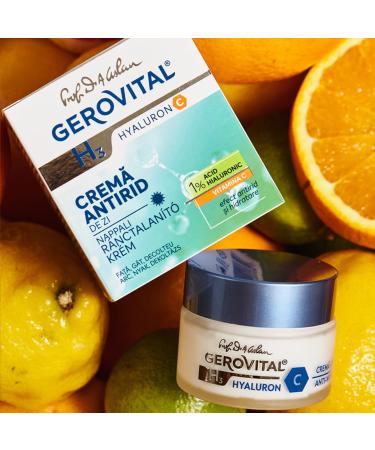 GEROVITAL Anti-Wrinkle Day Face Cream with Hyaluronic Acid Vitamin C & E - Intense Moisturizer for All Skin Types (50 ml) - Shop Internationally - Buy Online on GoSupps.com