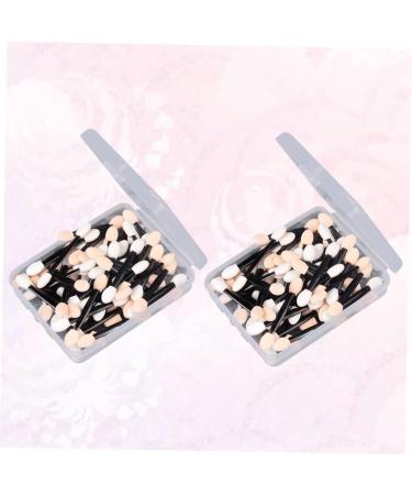 FOYTOKI 100 Pcs Cosmetic Eyeshadow Eyeshadow Brush Eyeshadow Makeup Double Head Eyeshadow Black Size 2 Black - Buy Online on GoSupps.com