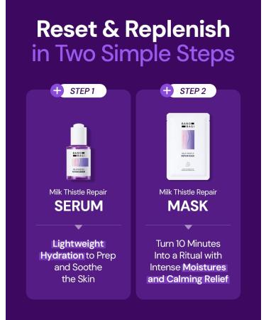 Bano Milk Thistle Repair Skin Care Set - Korean Skin Care with Centella Soothing & Barrier Repair Kit for Sensitive Skin Face Mask 10EA & Serum 0.5 fl. oz. Face Moisturizer Fragrance-Free - Buy Online on GoSupps.com