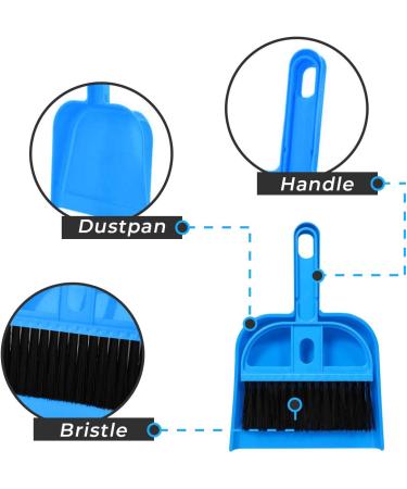 Mini Broom and Dustpan Cleaner for Small Pets - Ideal for Rabbit, Chinchilla, Hedgehog, Hamster - Blue - Buy Online on GoSupps.com