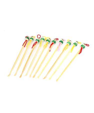 Qtqgoitem 10 Pcs Manmade Bamboo Green Doll Head Design Earwax Remover Pick Beige (Model: 993 4e3 4b7 c0c 0b8)