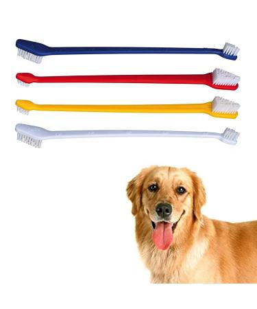 Pack of 4 Double Ended Dog & Cat Dental Oral Care Toothbrush Healthy Pet Grooming Tool Teeth Brush for Dogs Tooth Cleaner Care for Small to Large Dogs Cats
