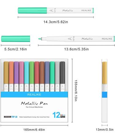 REALIKE Metallic Pens Set of 12 for Cricut Machines - Multicolor Marker Pens for Drawing & Coloring - Compatible with Cricut Maker 3, Maker, Explore 3, Air 2, Air - 1.0 Tip - Metallic Pen Set - Buy Online on GoSupps.com