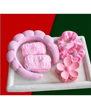 Conjunto de Diademas de Spa para Mujeres | Clip de Garra de Terciopelo para Cuidado de la Piel y Maquillaje - Rosa - Buy Online on GoSupps.com