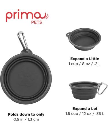 Prima Pets Collapsible Silicone Bowl for Dog & Cat + Bottle Holder - Small (1.5 Cups) - Grey - Buy Online on GoSupps.com
