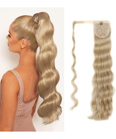 Long Wavy Ponytail Hair Extension Curly Wrap Around Pony Tail Extensions Clip in Synthetic Hairpieces One Piece Body Wave Wig with Magic Paste for Women Girls Black Brown Blonde 24" - Buy Online on GoSupps.com