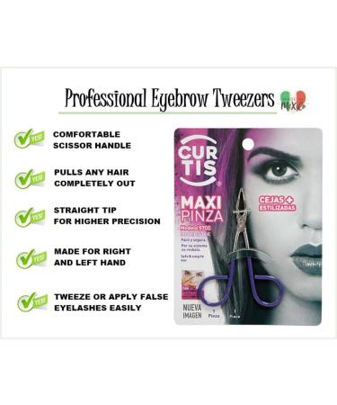 Curtis Professional Salon Tweezers with Scissor Handle - Best Precision Eyebrow Tool for Men and Women - Grabs Any Facial Hair, Ingrown, Blackhead - Purple and Silver - Made in Mexico - Buy Online on GoSupps.com