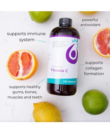 Life Solutions Liquid Vitamin C 1000mg with Bioflavonoids - High Absorption Vitamin C Supplement - Enhanced Immune Support and Antioxidant Protection 16 floz - Buy Online on GoSupps.com